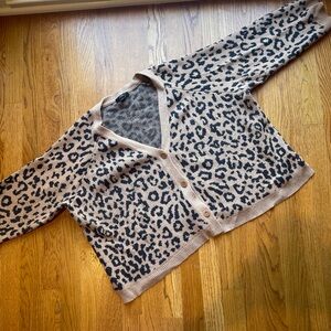 J Crew Animal Print Cardigan in size XL
